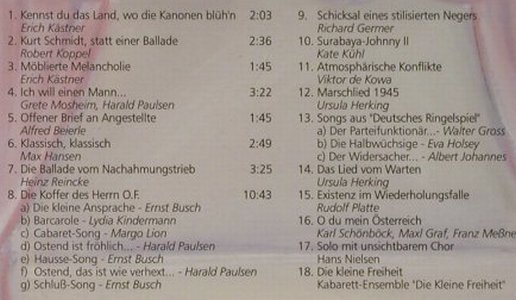 V.A.Die Kleine Freiheit: Kästner Als Kabarettautor, Duophon(), D, FS-New, 1999 - CD - 94415 - 10,00 Euro