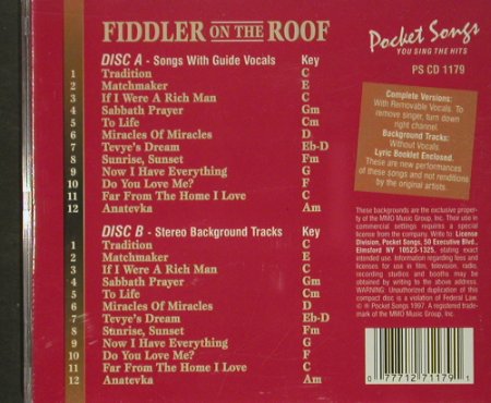 Fiddler On The Roof: You sing the Show - Karaoke, Pocket Song(), US, 1997 - 2CD - 54343 - 10,00 Euro