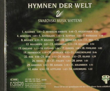 Hymnen der Welt - CD1: Swarovski Musik Wattens, Koch(330 195), A, 96 - CD - 63067 - 2,50 Euro