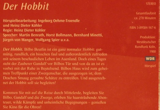 Hobbit,Der: J.R.R.Tolkien(80), Teil 1+2, FS-New, Hörverlag / WDR(), D, 02 - 4CD - 90018 - 10,00 Euro
