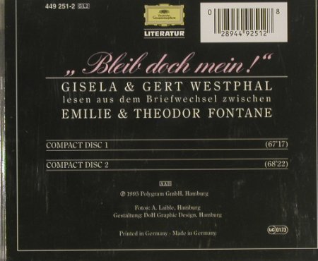 Fontane,Emilie & Theodor: "Bleib Doch Mein", D.Gr.(), D, 1995 - 2CD - 91149 - 10,00 Euro