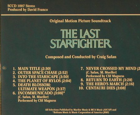 Last Starfighter: 10 Tr. Comp&Cond.by Craig Safan'84, Southern Cross Rec.(SCCD 1007), CDN, 1987 - CD - 93180 - 25,00 Euro
