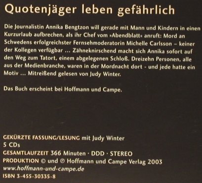 Prime Time: Liza Marklund,mit Judy Winter, Hoffmann und Campe(), , 2003 - 5CD - 93914 - 11,50 Euro