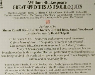 Shakespeare,William: Great Speeches And Soliloquies, Nexos(NA201512), D, 1994 - 2CD - 98093 - 10,00 Euro