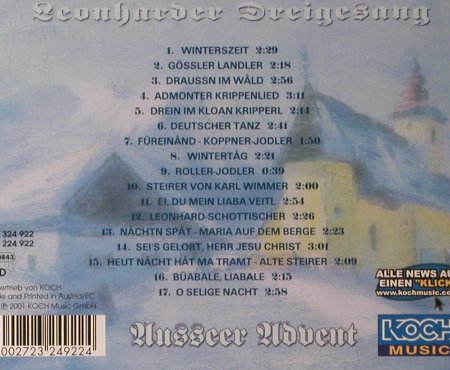 Ausseer Bradlmusi: Leonharder Dreigesang-Advent, Koch(), D, 2001 - CD - 83959 - 7,50 Euro