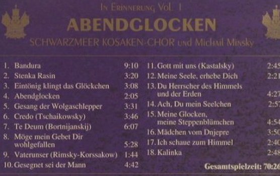 Schwarzmeer Kosaken&Minsky,Michail: In Erinnerung Vol.1, TMK(TMK 012759), D, 1998 - CD - 99482 - 7,50 Euro