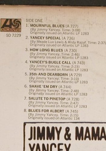Yancey,Jimmy & Mama: Chicago Piano-Vol.1,Foc,vg+/vg+, Atlan.Blues Origin.Vol.6(40 406), D/US-Cover, 1972 - LP - H6475 - 6,00 Euro