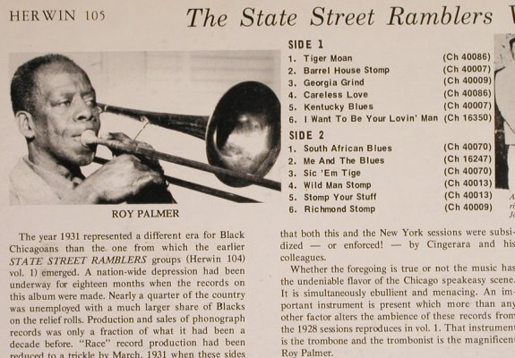 State Street Ramblers: Vol.2 1931, Roy Palmer, m-/vg-, Herwin(H-105), US,  - LP - H7740 - 5,00 Euro
