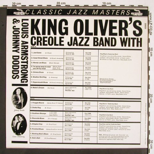 King Oliver's Creole Jazz Band: with Armstrong&Dodds, 1923, Classic Jazz Masters (22023), NL Typ: LP Best.-Nr.: V2075 Preis: 7,50 Euro