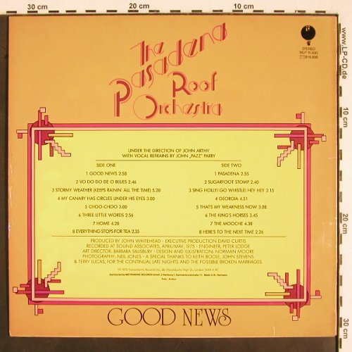 Pasadena Roof Orchestra: Good News (Onkel Pö Cover), TransAtlantic (MLP 15.930), D, 1975 Typ: LP Best.-Nr.: V2098 Preis: 7,50 Euro