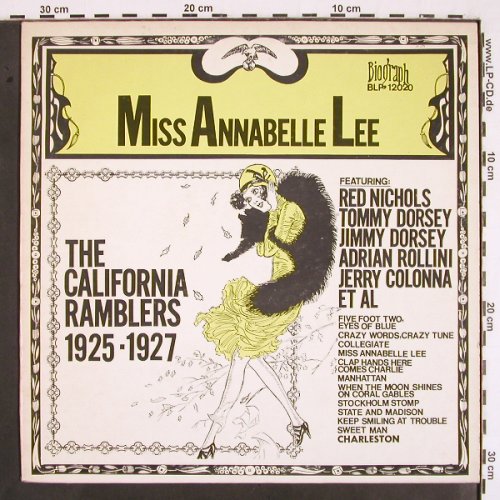 California Ramblers: Miss Annabelle Lee 1925-1927,Vol.1, Biograph (BLP-12020), US Typ: LP Best.-Nr.: V2124 Preis: 9,00 Euro