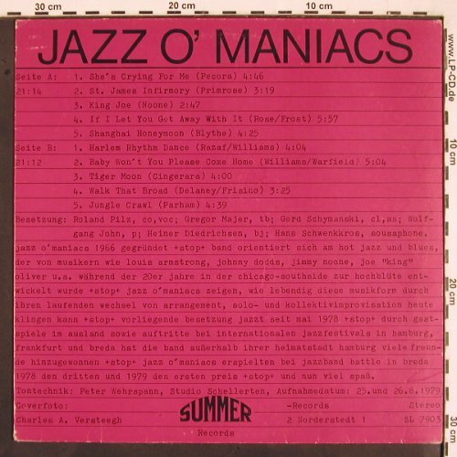 Jazz O-Maniacs: Echoes of the Southside, m-/vg+, Summer (SL 7903), D, 1979 Typ: LP Best.-Nr.: V2195 Preis: 6,00 Euro