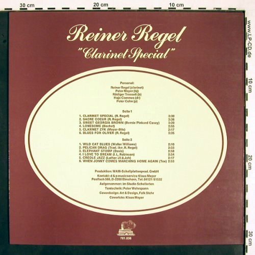 Regel,Reiner: Clarinet Special, WAM 781.036 (15.522), D, 1975 Typ: LP Best.-Nr.: V2202 Preis: 7,50 Euro
