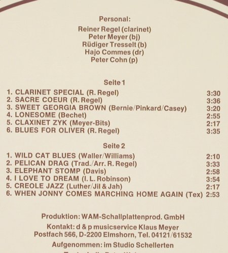 Regel,Reiner: Clarinet Special, WAM 781.036 (15.522), D, 1975 Typ: LP Best.-Nr.: V2202 Preis: 7,50 Euro