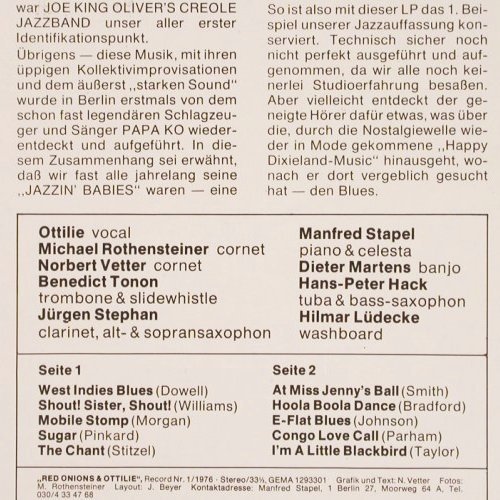 Red Onions & Ottilie / Berlin: New Orleans Jazz, Privat Press. (1293301), D, 1976 Typ: LP Best.-Nr.: V2222 Preis: 9,00 Euro