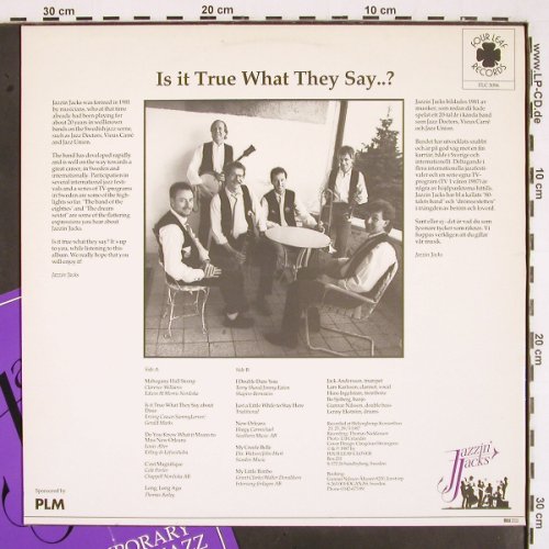 Jazzin' Jacks: Is it true what they say ab..Dixie?, Four Leaf Rec (FLC 5096), S, 1987 Typ: LP Best.-Nr.: V2223 Preis: 7,50 Euro