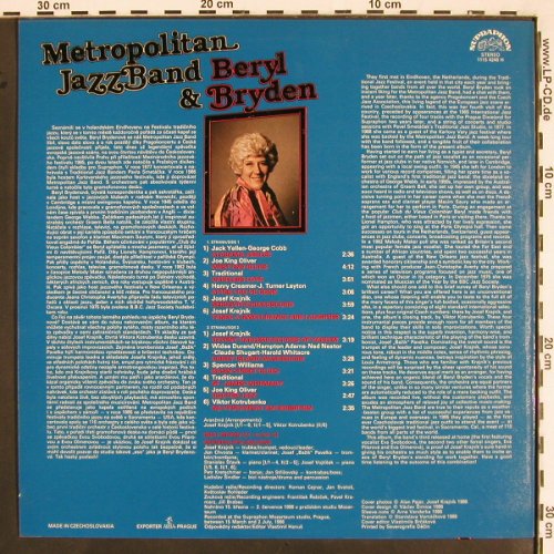 Metropolitan Jazz Band: & Beryl Bryden, Supraphon (1115 4248 H), CZ, 1987 Typ: LP Best.-Nr.: V2250 Preis: 7,50 Euro