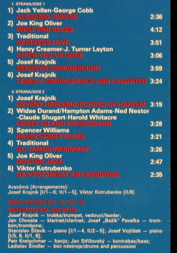 Metropolitan Jazz Band: & Beryl Bryden, Supraphon (1115 4248 H), CZ, 1987 Typ: LP Best.-Nr.: V2250 Preis: 7,50 Euro