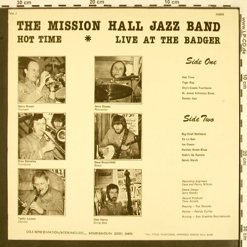 Mission Hall Jazz Band: Hot Time, Arny's Shack Records (AS 006), UK, 1977 Typ: LP Best.-Nr.: V2257 Preis: 9,00 Euro