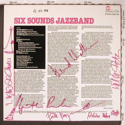 Six Sounds Jazzband: Same, signiert, Leuenhagen&Paris (2891 768), D, 1986 Typ: LP Best.-Nr.: V2258 Preis: 9,00 Euro