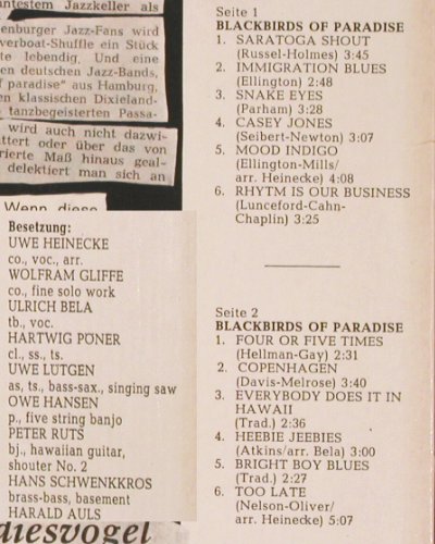 Blackbirds Of Paradise: Same, vg+/m-, WAM (MLP 15 430), D, 1972 Typ: LP Best.-Nr.: V3359 Preis: 7,50 Euro