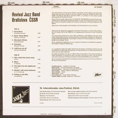 Revival Jazz-Band Bratislava:&nbsp;Same, Heco (LP 33 007), CH Typ:&nbsp;LP Best.-Nr.:&nbsp;V434 Preis:&nbsp; 7,50 Euro