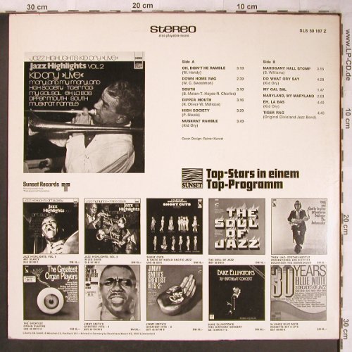 Kid Ory: Live, Jazz Highlights Vol.2, Sunset(SLS 50 187 Z), D,m--/m-,  - LP - X4783 - 5,50 Euro