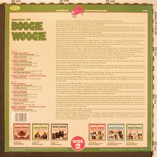 Ammons,Albert/P.Johnson/M.Lux Lewis: Genius of Boogie Woogie, Vol.2, Joker(SM 4082), I, Ri, 1984 - LP - X8057 - 7,50 Euro