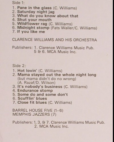 Williams,Clarence  Orchestra: New York Jazz 1927-1929, Biograph, Ri(6370 908), UK - Mono,  - LP - Y8450 - 7,50 Euro