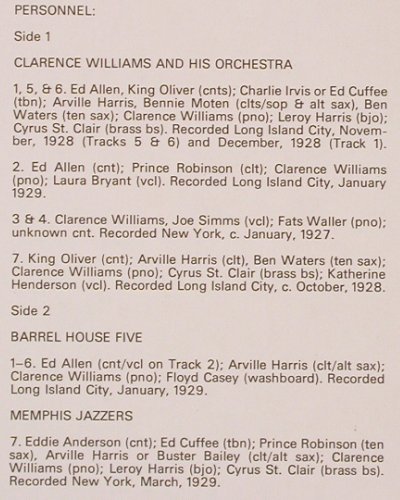 Williams,Clarence  Orchestra: New York Jazz 1927-1929, Biograph, Ri(6370 908), UK - Mono,  - LP - Y8450 - 7,50 Euro