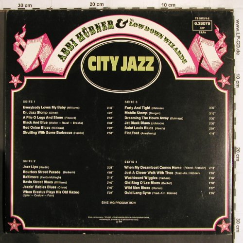 Hübner,Abbi & Lowdown Wizards:&nbsp;City Jazz, Foc, 5 x signiert, Telefunken (6.28079 DP), D, 1974 Typ:&nbsp;2LP Best.-Nr.:&nbsp;Y9989 Preis:&nbsp; 17,50 Euro