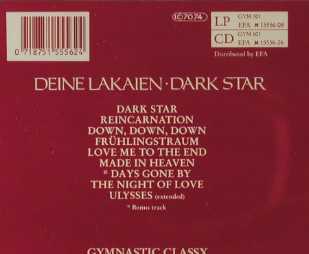 Deine Lakaien: Dark Star, Gymnastic(GYM 601), D, 1991 - CD - 51319 - 10,00 Euro