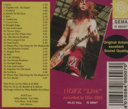 NOFX: Bob, Live USA 1993, FS-New, Hot Shot(H 88007), ,  - CD - 92223 - 10,00 Euro