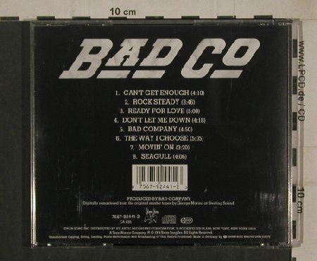 Bad Company: Same, Digital Remastered, 8Tr., Swan Song(7567-92441-2), D, 1974 - CD - 80393 - 7,50 Euro