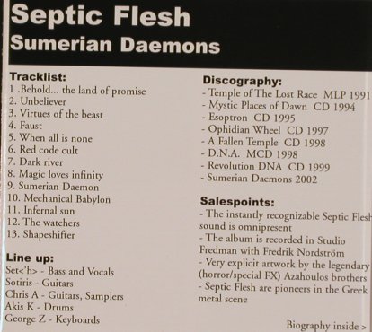 Septic Flesh: Sumerian Deamons,Promo,13Tr., Hammerheart  Records(HHR120), ,  - CD - 83633 - 5,00 Euro