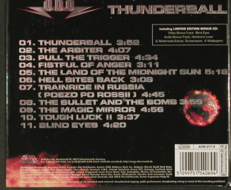 U.D.O.: Thunderball,LimEd.Digi+BonusCD, AFM(077-9), , 2004 - 2CD - 90818 - 12,50 Euro
