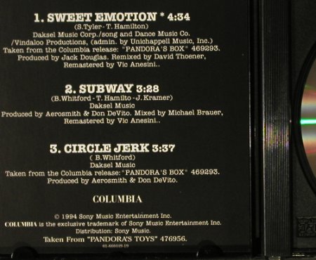 Aerosmith: Sweet Emotion+2, Lim.Ed.,Sticker, Columbia(), US, 1994 - CD5inch - 93176 - 5,00 Euro