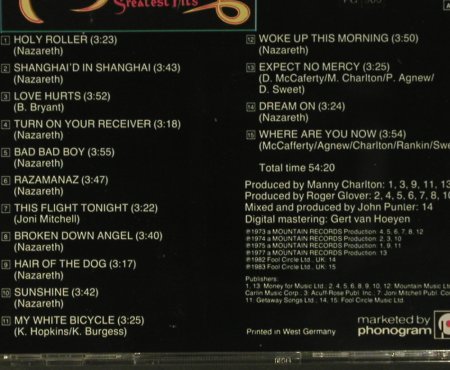 Nazareth: Greatest Hits,12Tr.+3, Vertigo(), D,  - CD - 97789 - 10,00 Euro