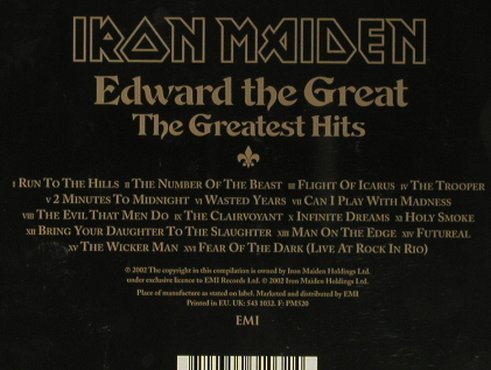 Iron Maiden: Edward the Great-The Greatest Hits, EMI(5 43103 2), EU, 2002 - CD - 99432 - 12,50 Euro