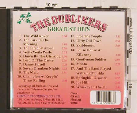 Dubliners: Greatest Hits, 20 Tr., Outlet Rec.(IRISH 007), IRE, 1990 - CD - 81975 - 10,00 Euro