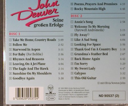 Denver,John: Seine Größten Erfolge,Lim.Ed., RCA(), EC, 1995 - 2CD - 95009 - 12,50 Euro