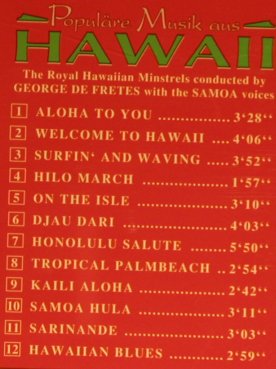 Royal Hawaiian Minstels/G.de Fretes: Populäre Musik aus Hawaii, Koch(323 040), A, 1993 - CD - 84159 - 6,00 Euro