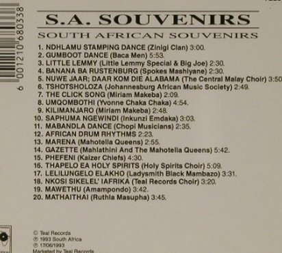 V.A.S.A. Souvenirs: 20 Tr. South African, Teal Rec.(), RSA, 1993 - CD - 84186 - 10,00 Euro