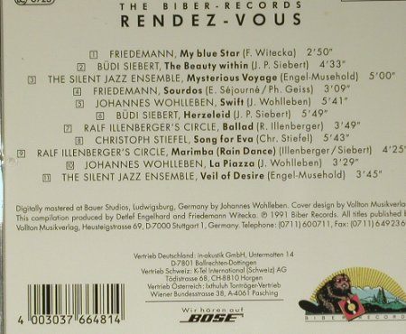 V.A.Rendez-Vous: Siebert,Wohleben,Friedmann.., Biber Rec.(66481), D, 11Tr., 1991 - CD - 98888 - 4,00 Euro