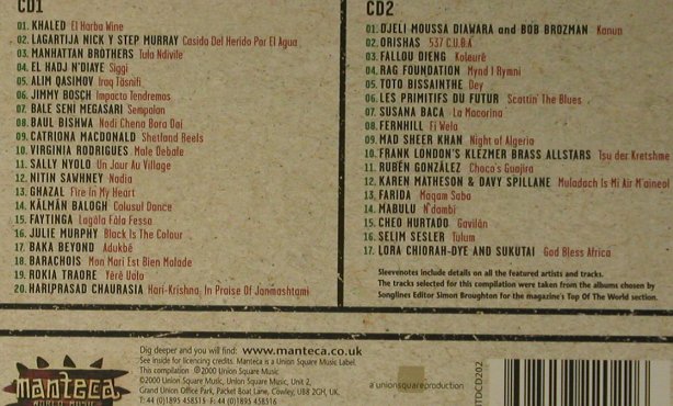 V.A.Songline pres.World Music: 37 Tr. #1, Manteca(), , 2000 - 2CD - 99455 - 10,00 Euro