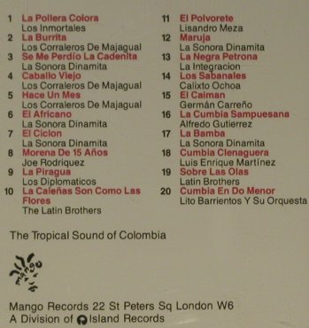 V.A.Tropical Sound Of Colombia: 20 Tr., Mango(846 756-2), EU, 1990 - CD - 56305 - 7,50 Euro