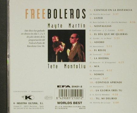 Martin,Mayte / Tete Montoliu: Free Boleros, K-Industria Cultural,SL(), E, 1996 - CD - 92479 - 10,00 Euro