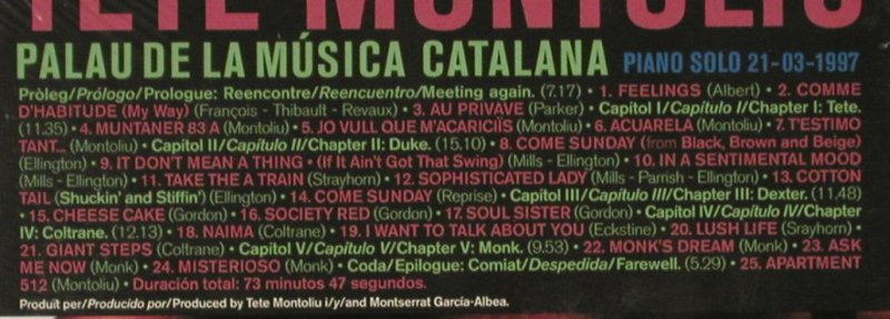 Montoliu,Tete: Palau de la Musica Catalana, FS-New, Discmedi Blau(), E, 2003 - CD - 93242 - 12,50 Euro