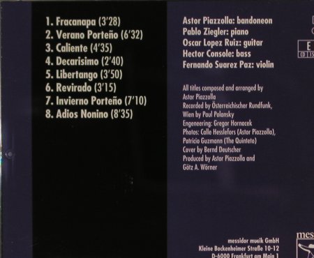 Piazzolla,Astor: The Vienna Concert(84), Messidor(15922-2), D, 1991 - CD - 93257 - 15,00 Euro