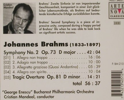 Brahms,Johannes: Symphony No.2, Tragic Overture, Arte Nova(74321 34051 2), D, 1996 - CD - 80335 - 5,00 Euro
